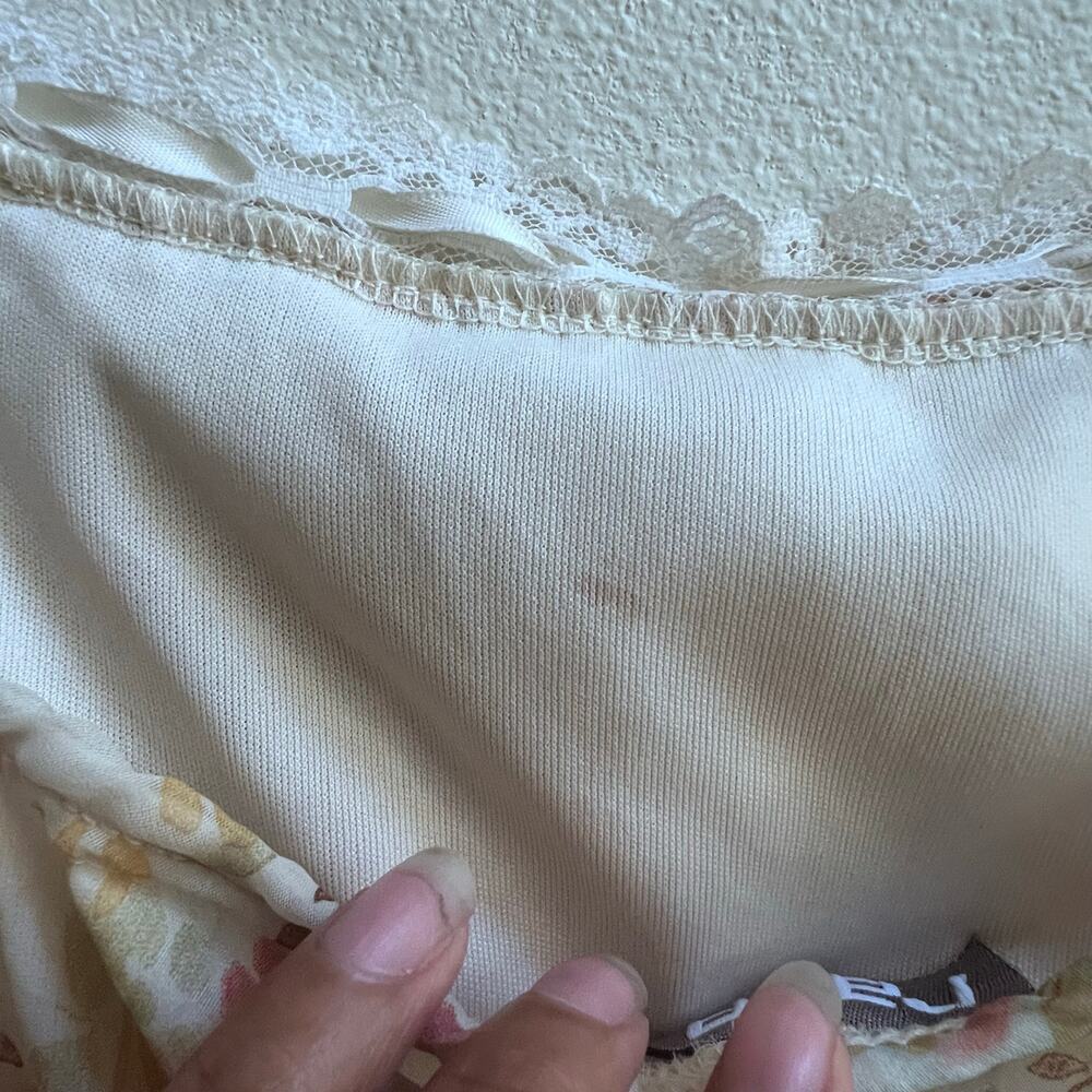 Vintage Y2K Rave Floral Empire Waist‎ Midi Dress Lace Trim Cottagecore Size M-L - Picture 8 of 9